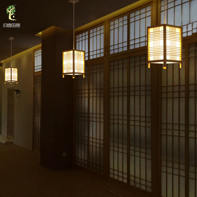 Japanese-Style Small Droplight Solid Wood Dining-Room Lamp Card Holder Lamp Aisle Corridor Hallway Lamp Bar Lamp Bedside Lamp Wind Lamp