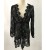 2019 European and American Foreign Trade New Women's Clothing Wish Amazon New Sexy Lace Crocheted Long Sleeve V-neck Dress