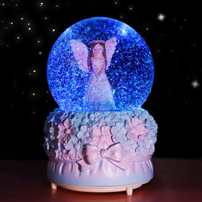 Original Girl Heart Angel Girl Crystal Ball Music Box Glowing Snow Valentine's Day Gift Girls Birthday Gifts