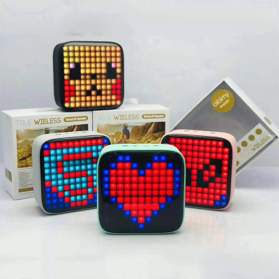 Square Led Creative Bluetooth Speaker Wireless Retro Girl Cute Colored Lights New Gift Mini Pixel Audio