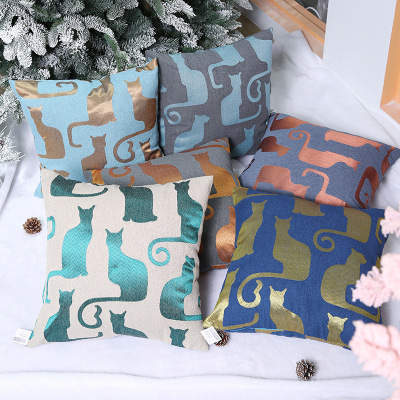 Amazon Cross-Border Pillow Double-Sided Chenille Jacquard Cat Cushion Sofa Ethnic Style Foreign Trade European and American Pillow Cover