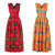 Cross-Border Nightclub Digital Printing Irregular Large Size Elastic African Midi Dress Split Women