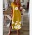 Cross-Border Women's Clothing Short Sleeve Loose plus Size Long Dress EBay Slit Hemline at Hem European and American Style Daisy Print Dress