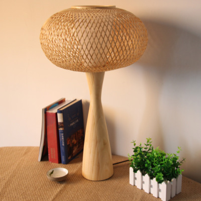 Chinese Style Living Room Bedroom Decoration Bamboo Table Lamp Bamboo Woven Environmental Protection Energy Saving Hotel Room Table Lamp