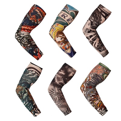  Sun Protection Tattoo Oversleeve Artificial Flower Arm Tattoo Arm Sleeves Outdoor Sports Printing Straight Oversleeve