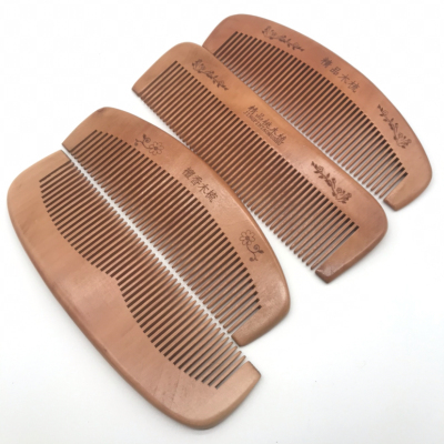 Factory Direct Sales Natural Log Comb Moon-Shaped Fine Tooth Comb Printed Logo Household Hairdressing Comb