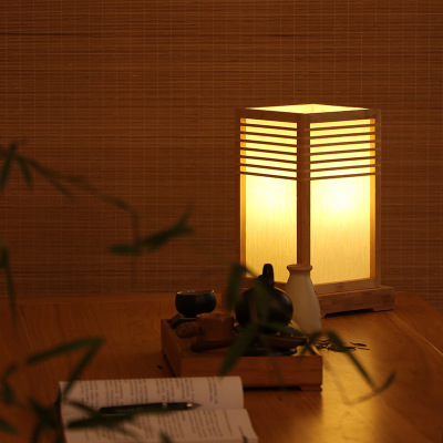 Japanese-Style Bedroom Table Lamp Wooden Bedside Lamp Tatami Lamp Tea Room Decorative Lamp Hotel Guest Room Wooden Lamp Study Lamp
