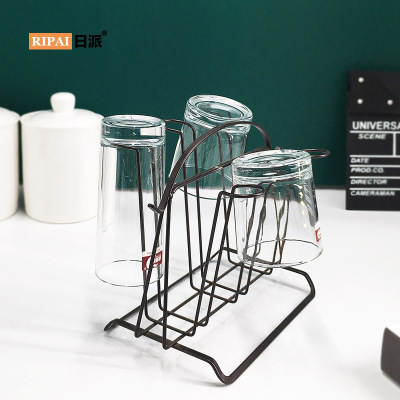 Ri Pai Household Supplies Iron Cup Holder Water Cup Storage Shelf Glass Cup Storage Rack Water Cup Draining Hanger