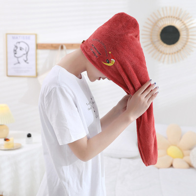 Coral Velvet Hair-Drying Cap Plain Head Wiping Hair Drying Towel Thickened Shower Cap Headcloth Soft Absorbent Instant Absorbent Towel