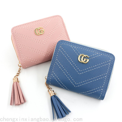 Women's Short Wallet Clutch Korean Style Cute Coin Purse Personalized Card Case Zipper Bag New Fresh Wallet