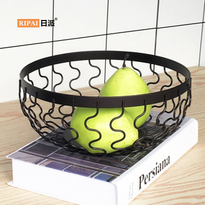 Ri Pai Wrought Iron Fruit Plate Fruit Basket Creative Home Living Room Coffee Table Nordic Style Snack Basin Fruit Plate Storage Basket