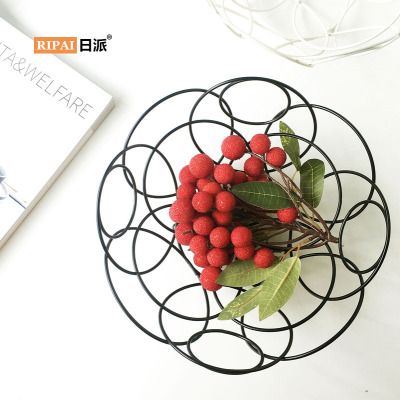 Ri Pai Nordic Fruit Plate Creative Living Room Home Ornaments European Style Drain Fruit Basket Simple Modern Iron Art Dried Fruit Plate