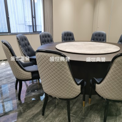 Star Hotel Box Solid Wood Dining Table and Chair High-End Club Electric Table and Chair Villa Modern Light Luxury Chair