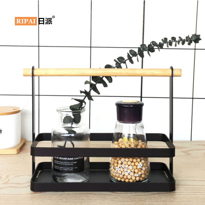 Ri Pai Household Supplies Japanese-Style Iron Seasoning Rack Kitchen Countertop Seasoning Product Seasoning Storage Storage Rack