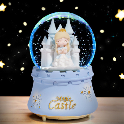 New Princess Castle Crystal Ball Music Box Decoration Creative Home Crafts Birthday and Holiday Gift Music Box