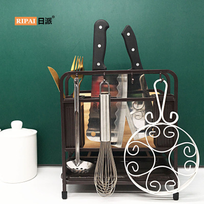 Ri Pai Multi-Purpose Kitchen Tableware Drainer Iron Knife Holder Chopping Board Rack Pot Lid Chopsticks Box Integrated Storage Rack