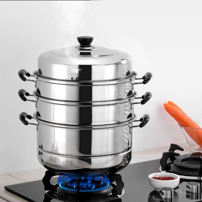 Stainless Steel Multi-Layer Steamer Thickened Compound Bottom Three-Layer Soup Steam Pot Multi-Purpose Steamer Household Soup Pot Opening Gift Pot