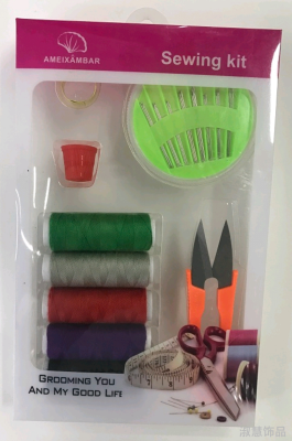 Shuhui Ornament Four Colors Dacron Thread + Plastic Thimble + Plastic Scissors +902 Pad Holder