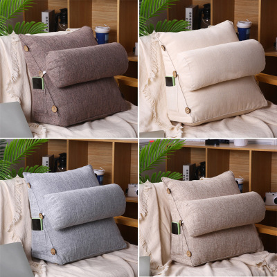 2022 New Cotton and Linen Triangle Cushion Bed Head Large Headrest Sofa Back Cushion Office Three-Dimensional Bedside Cushion