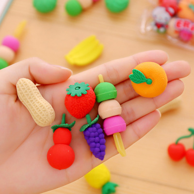 [4 Bags] Vegetable and Fruit Eraser Creative Cute Cartoon Student Rewards Gift