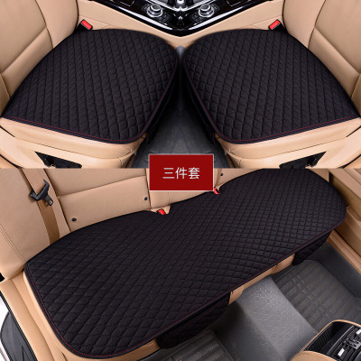 Non-Slip Car Seat Rhombus Linen Three-Piece Set without Backrest All-Season Universal Seat Cushion 3 Pc Cushion Set Factory Wholesale