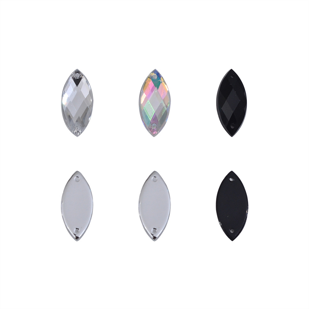 台湾亚克力钻石 马眼格子面网面双孔手缝亚克力散珠彩色格子ab钻