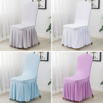 Pleated One-Piece Elastic Chair Cover Hotel Chair Cover Banquet Chair Cover Household Restaurant Seat Cover Factory Wholesale