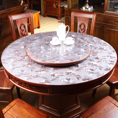 Round Transparent Soft Glass round Table Tablecloth Waterproof Oil-Proof Disposable Plastic Hotel Restaurant Tablecloth Dining Table Cushion