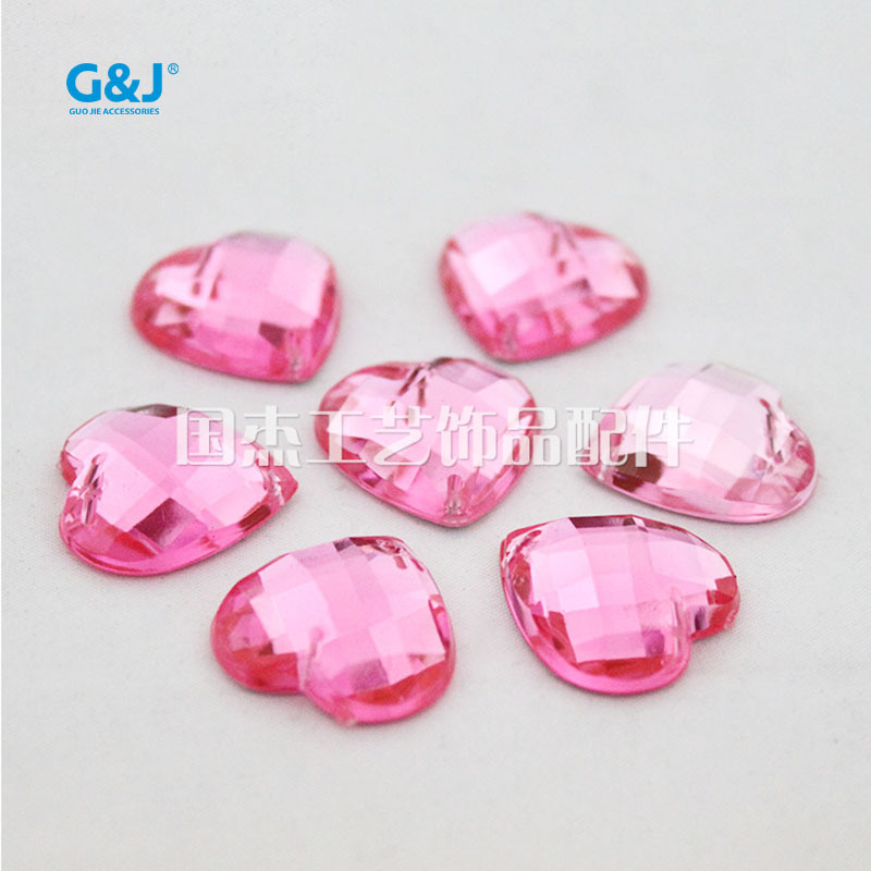 仿台湾亚克力钻桃心龟面带孔平底手缝钻玩具头饰服饰鞋材辅料配件