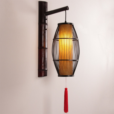 In Chinese Antique Style Retro Bamboo Artwork Wall Lamp Living Room Bedroom Wall Lamp Bedside Lamp Hallway Corridor and Aisle Lamp Soft Decoration