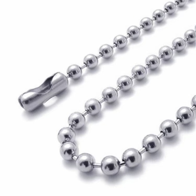 Stainless Steel Series 1.2 -- 10mm round Bead Necklace, Long and Short Beads, Rice Thread Beads. 3:1 Bead Necklace, Stainless