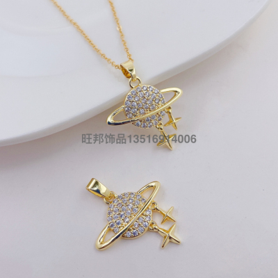Amazon Cross-Border Hot Sale Small Fresh Planet Necklace Pendant Gold Plated Yiwu Small Goods