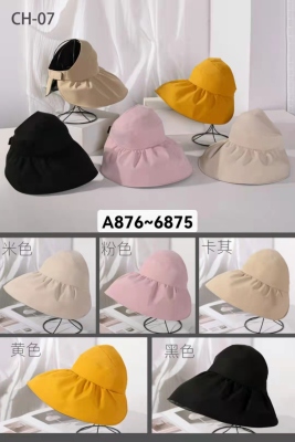 Spring 2022 New Simple Solid Color Fisherman Hat Vinyl Sun Protective Air Top Sunhat Foldable Cloth Cap