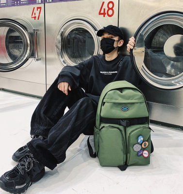 2021 Korean Style Harajuku Students Backpack Solid Color Fashion Casual Backpack Large Capacity Travel Bag