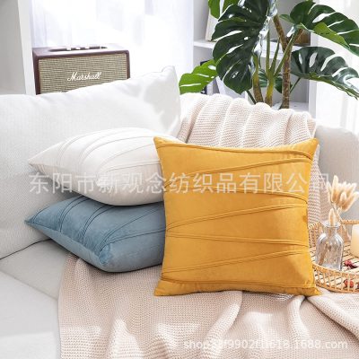 Netherlands Velvet Plain Light Luxury Geometric Pillow Cover Pillow Cushion Cover Sofa Cushion Office Cushion Back Cushion