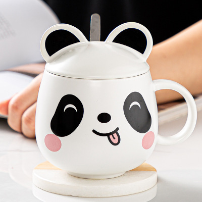 Cross-Border E-Commerce New Chinese Creative Cartoon Panda Three-Dimensional Ceramic Mark with Lid Business Gift Tea Cup