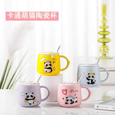 Cartoon Panda Ceramic Mug Cute Student Water Bottle Opening Event Gift Cup Wholesale Gift Cup