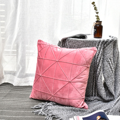 Factory Direct Sales Netherlands Velvet Mi Grid Pillow Cover Office Sofas Bedside Cushion Hotel Pillow Cushion Nap