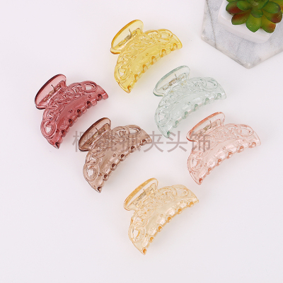 Sweet and Simple Translucent Women's Grip Back Head Updo Hair Claw Hair Accessories All-Match Hair Accessory Hairpin Wholesale Factory