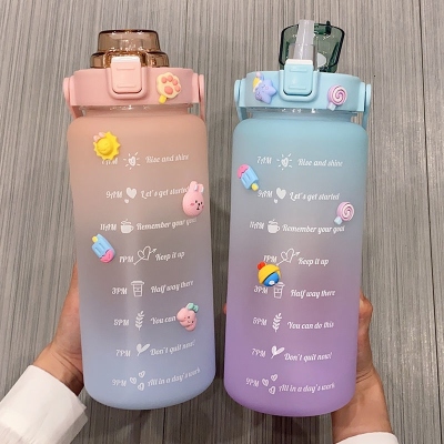 Gradient Internet Hot New Water Cup High Temperature Resistant Large Capacity Cute Good-looking Cup with Straw Sports Kettle for Boys and Girls