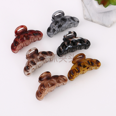 Factory Wholesale Painted Lacquer Color Plastic Small and Medium Grip Bath Hair Clip Simple Fashion Leopard Print Ponytail Hair Jaw Clip Grip