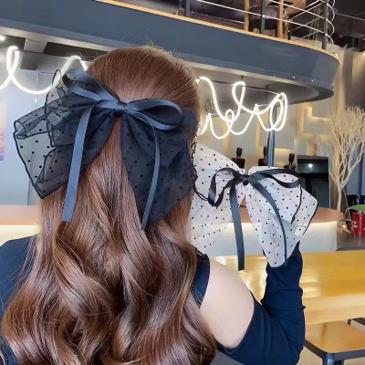 Black Lace Big Bow Hairpin Veil Head Clip Back Head Clip Super Fairy Mori Style Hairpin Veil Headdress Female
