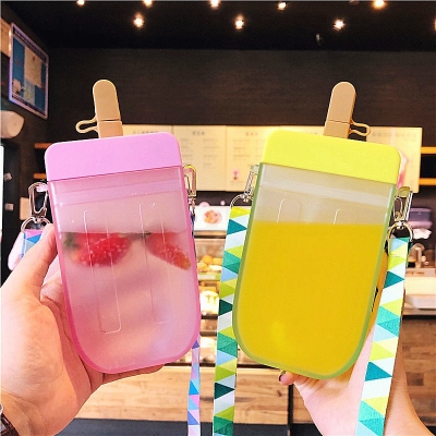 Creative Trending Ice Cream Popsicle Cup Personality Girl Straw Cup Good-looking Portable Plastic Cute Crossbody Cup