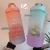 Straight Gradient Color Gym Large Capacity Cup Bounce Plastic Straw Frosted Outdoor Sports Bottle Internet Celebrity Sticker