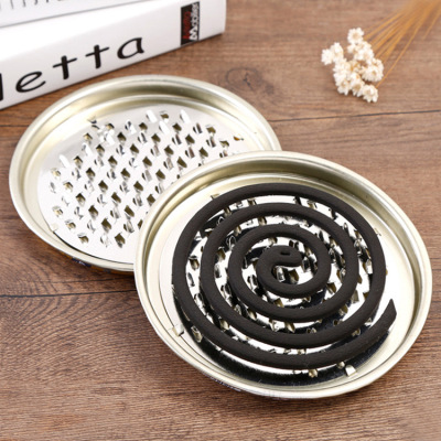 Mosquito Incense Holder with Lid Mosquito Coil Tray Gray Tray Portable Serrated Mosquito Repellent Tray with Lid Mosquito Smudge Box Mosquito Coil Holder