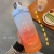 Straight Gradient Color Gym Large Capacity Cup Bounce Plastic Straw Frosted Outdoor Sports Bottle Internet Celebrity Sticker