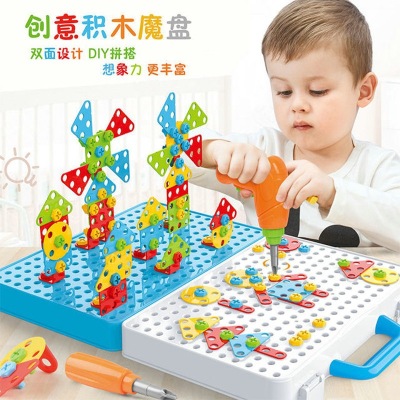 Cross-Border Children Twist Screw Electric Drill Toolbox Puzzle Hands-on Assembly Toy Boy Intelligence Puzzle