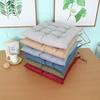 Factory Wholesale Solid Color Cotton Linen Cushion Nine Needle Chair Cushion Student Dining Chair Cushion Foreign Trade Cushion