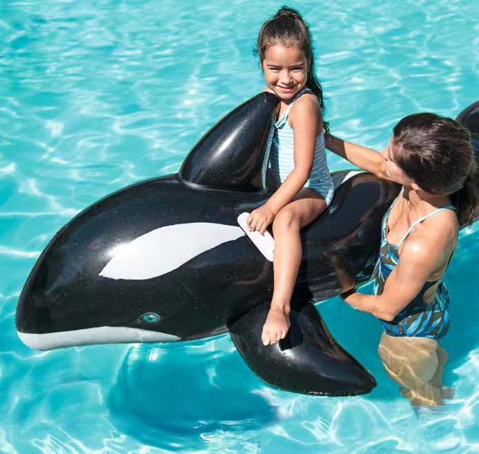 bestway充气玩具水上坐骑儿童戏水玩具大黑鲸坐骑充气浮排游泳圈