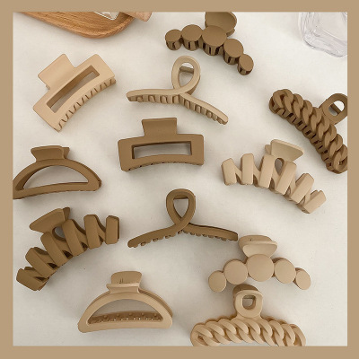 Autumn and Winter Milk Coffee Color Series Grip Collection All-Match Cross Hollow Hair Claw Updo Hair Clip Shark Clip Hair Clip Hair Accessories